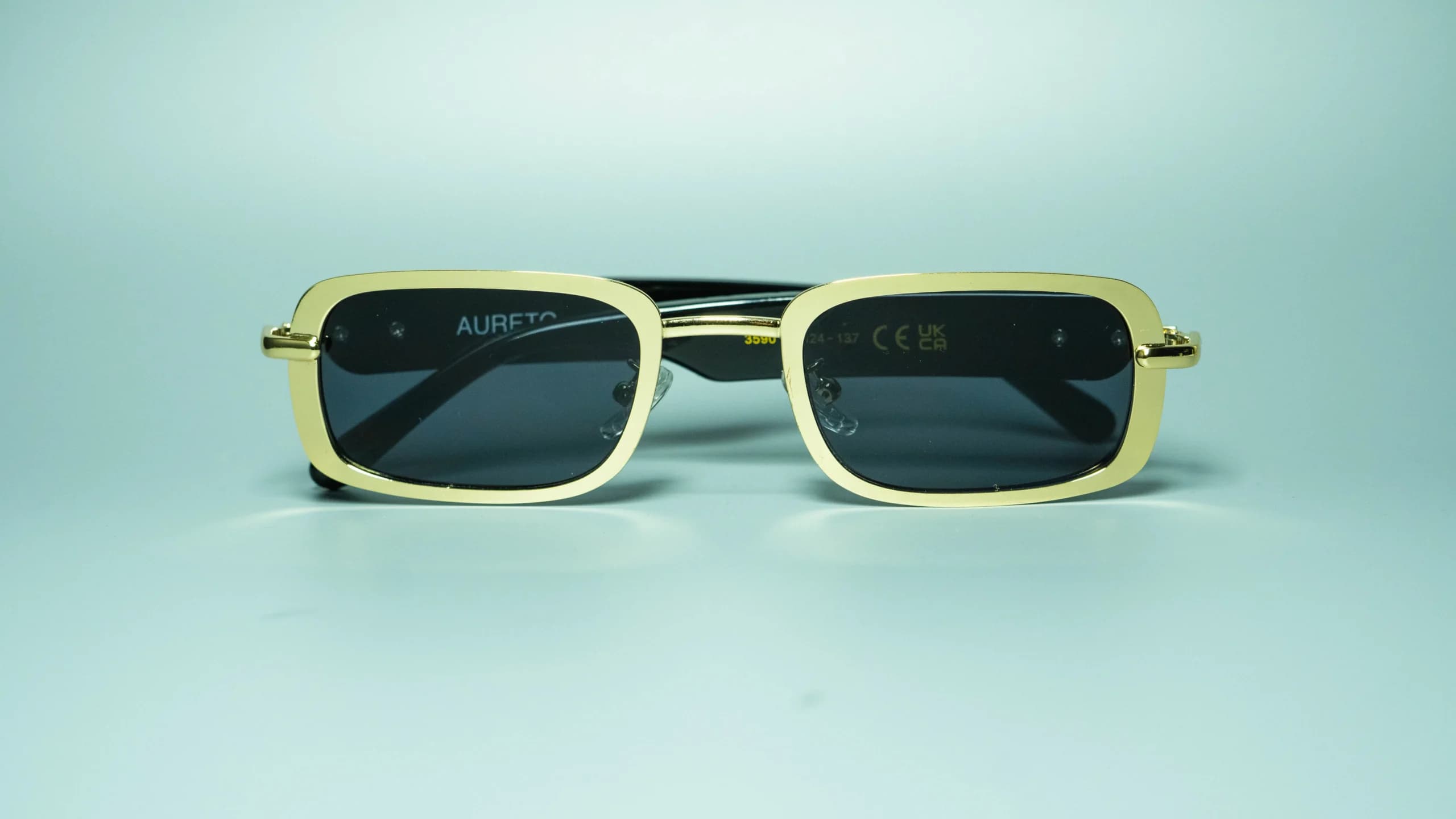 Valen Gold – Unisex Rectangular Metal Sunglasses | Aureto